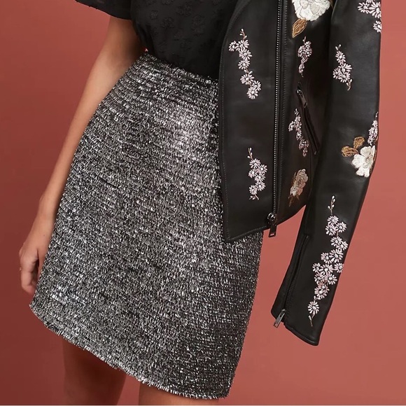 ANTHROPOLOGIE | NWT HUTCH SAINT MICHEL METALLIC TINSEL SKIRT SMALL - Picture 2 of 11